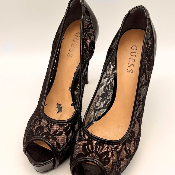 Guess Lace Peep Platform Heels - Size 7 - Gaminata - Gently Used - Picture 6 of 6
